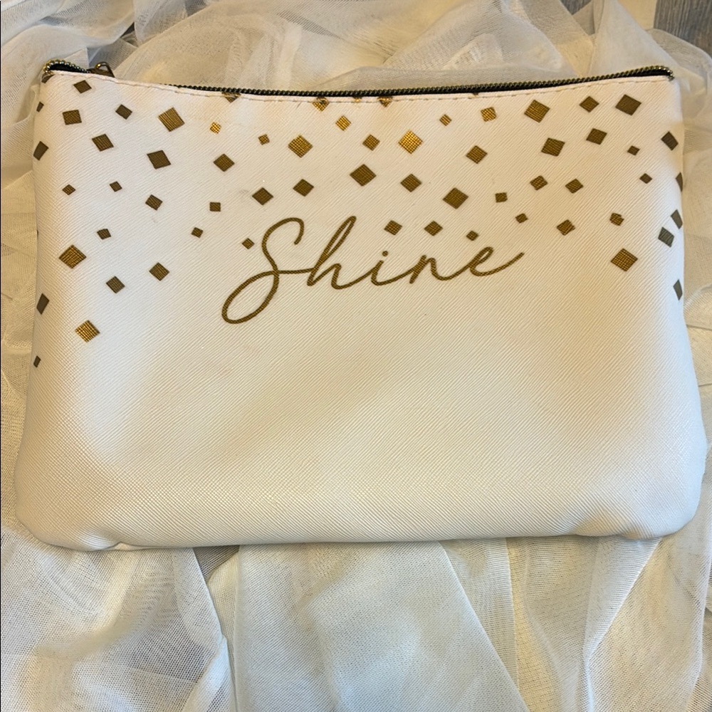 White and Gold Cosmetic Bags with Shine Design